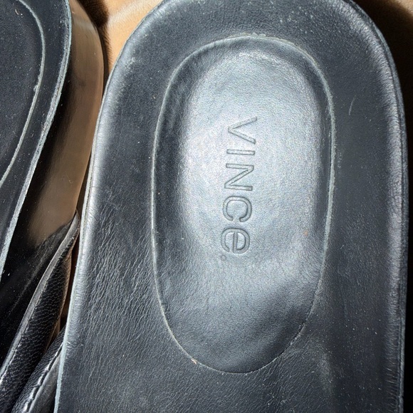 Vince Black Leather Women's Orson Slide Sandals 8 - Picture 4 of 4